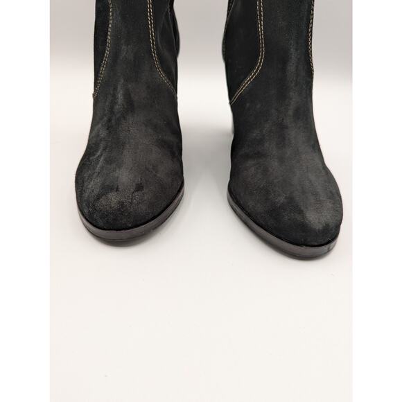 Grigiarancio By Calzaturificio Marco Black Suede/ Leather Heel Boots Size 6.5 - Picture 4 of 10